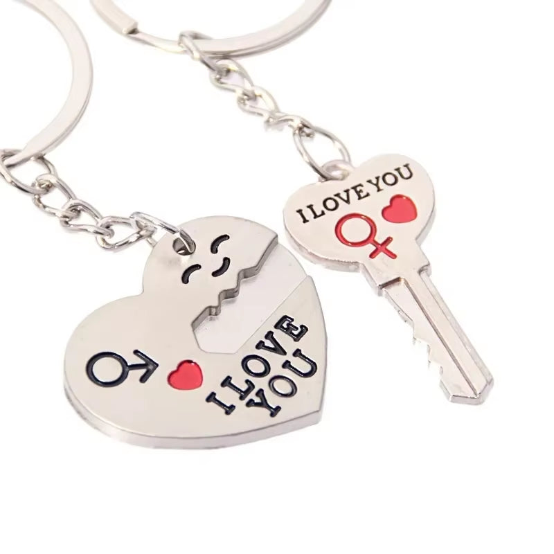 Delysia King Arrow I Love You Heart Couple Key Chain Ring Cute Letter Printing Keyring Lover Gift Valentine'S Day